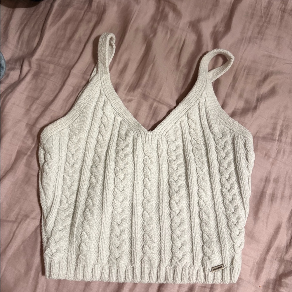 Hollister White Cable Knit Tank Top